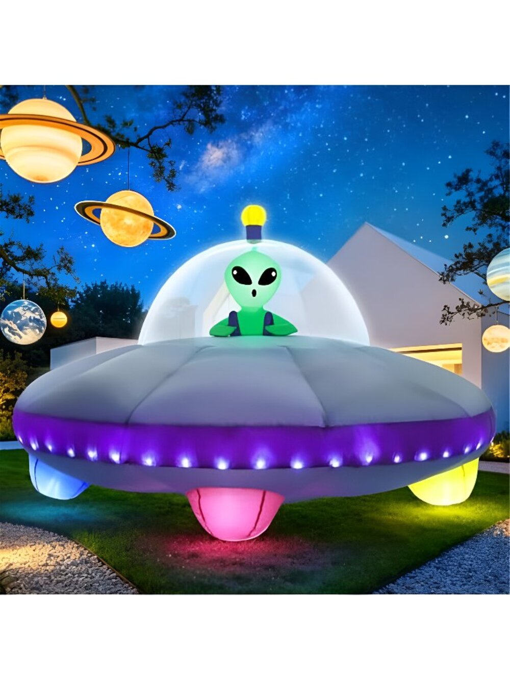 Inflatable Trunk or Treat Car Decorations Kit, Halloween Blow Up UFO Décor